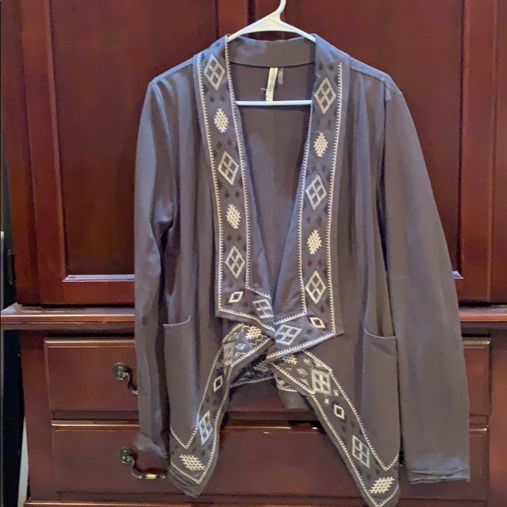 Grey Embroidered Blazer